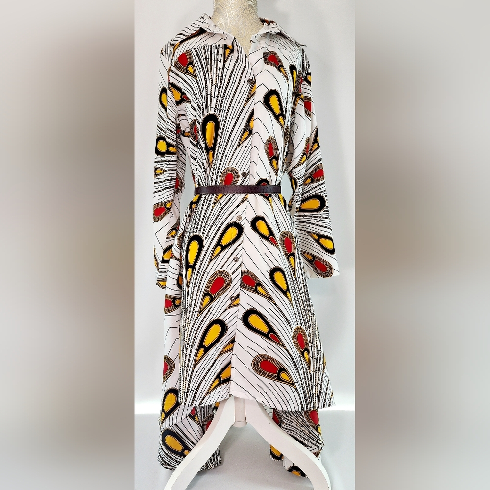 Step in style asymmetrical peacock tunic midi dress